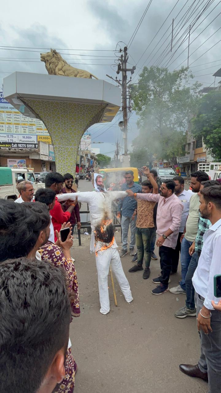 राहुल गांधी के हिन्दू विरोधी बयान को लेकर नमो ग्रुप ने किया पुतला दहन