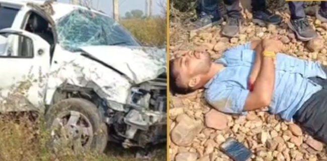 जावद के मोरका मोड़ पर कार अनियंत्रित होकर पलटी चालक घायल