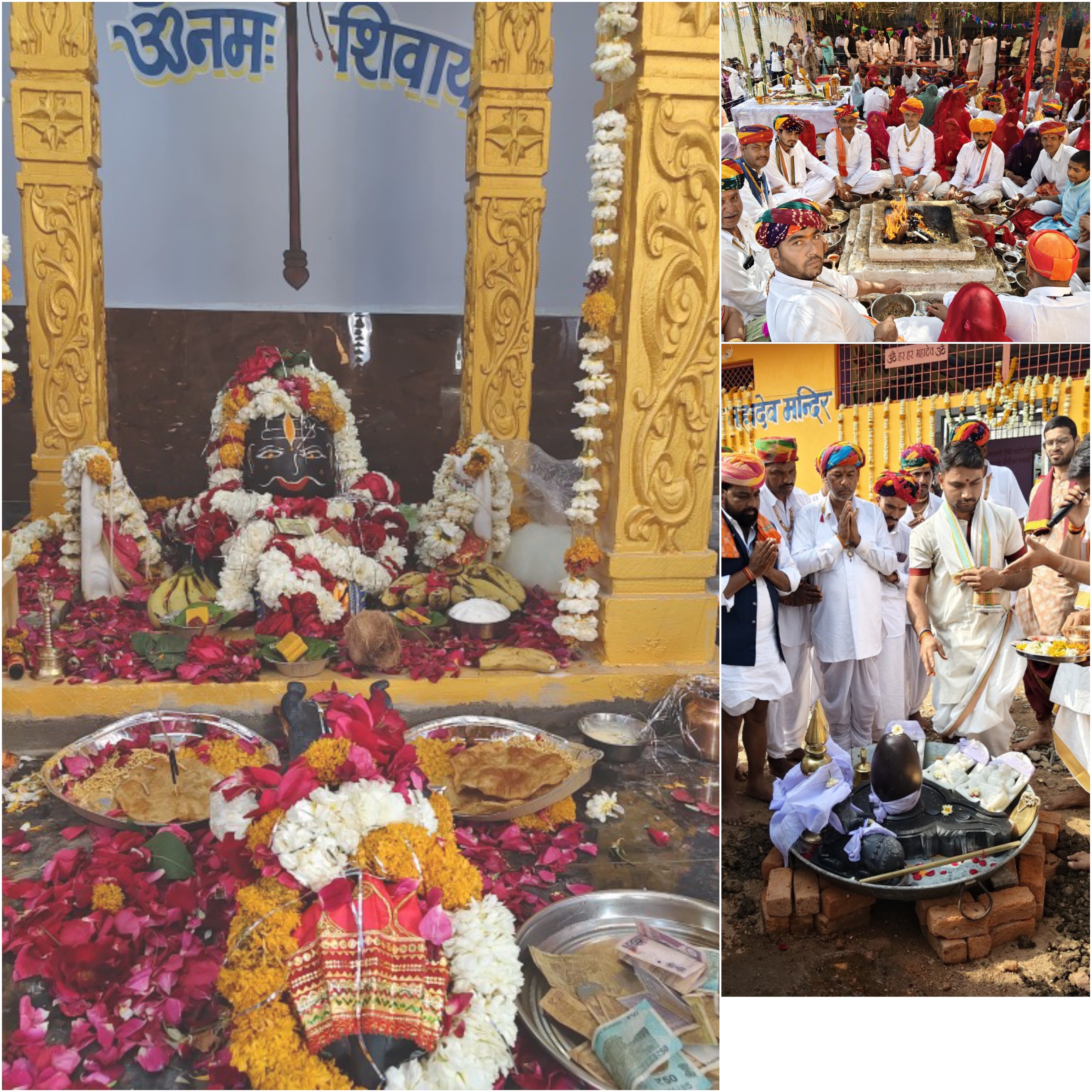 रायसिंहपुरा में पञ्च कुण्डीय रुद्र महायज्ञ की पूर्णाहूति, शिव परिवार की प्राण-प्रतिष्ठा के साथ शिखर पर विराजा स्वर्ण कलश,75 महिलाओं की कलश यात्रा से शुरू हुए अनुष्ठान का भव्य समापन, 51 जोड़ों ने दीं ढाई लाख से अधिक आहुतियां