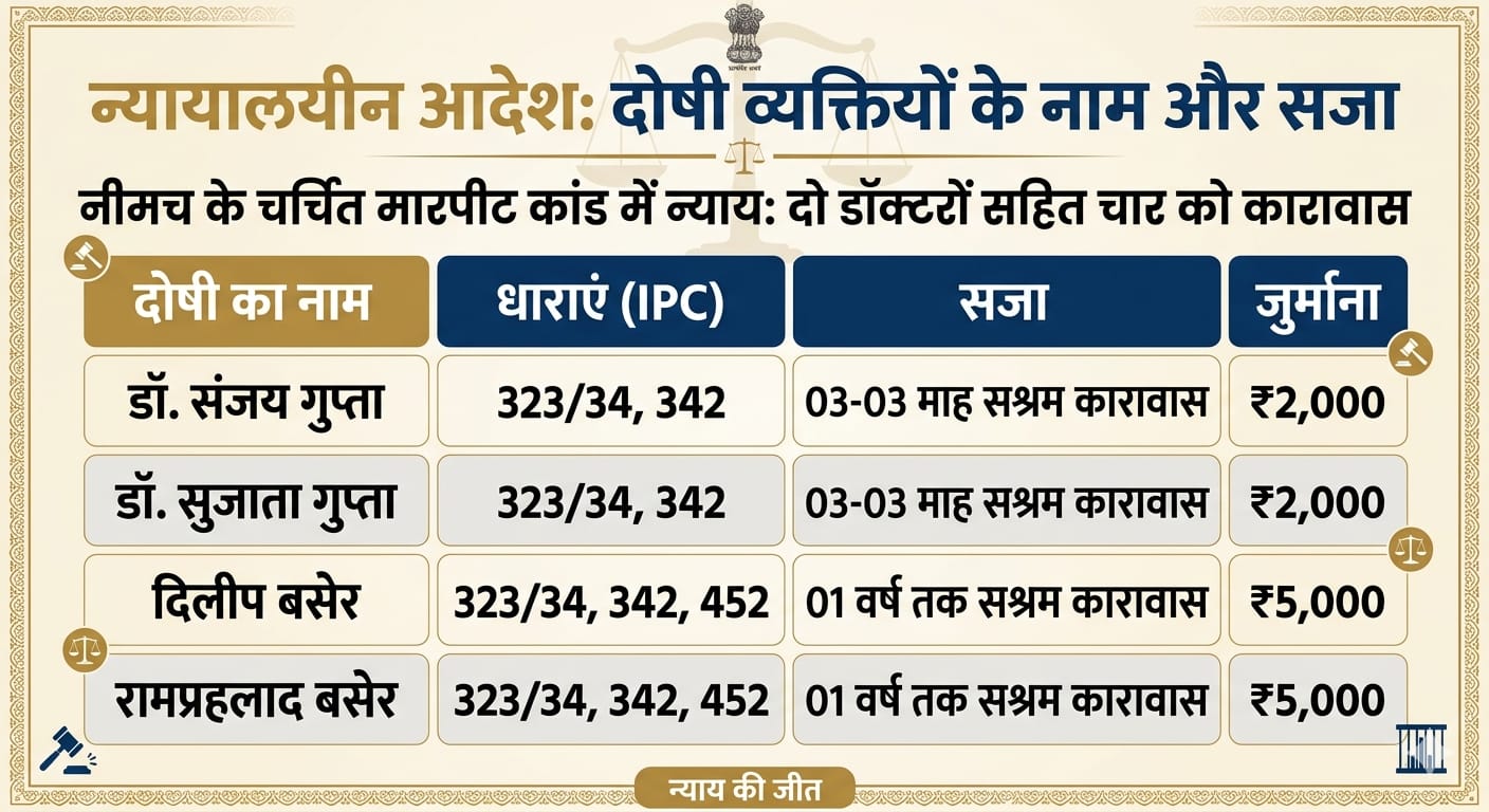 पत्रकार से मारपीट के मामले में 8 साल बाद ‘साहब’ से ‘कैदी’ बने डॉक्टर दंपति: कोर्ट ने सुनाई जेल और जुर्माने की सजा