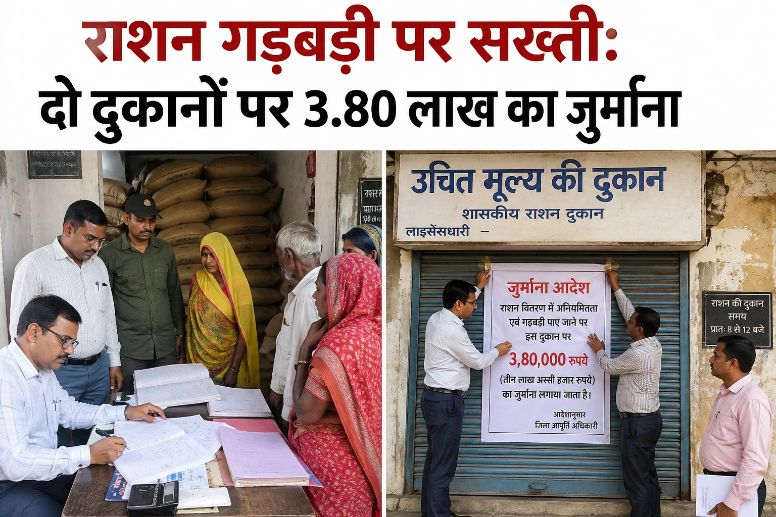 राशन गड़बड़ी पर सख्ती: दो दुकानों पर 3.80 लाख का जुर्माना